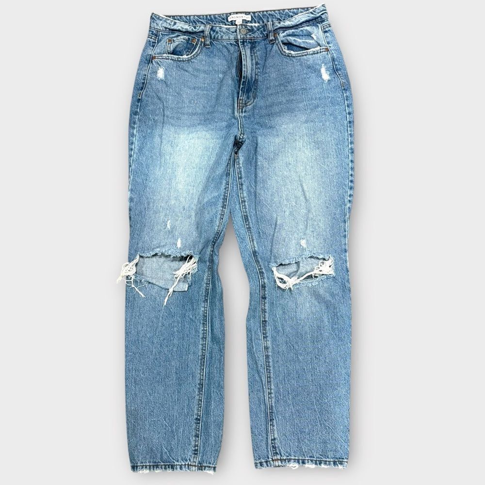 And Now This Women's Ripped High Rise Straight leg Jeans Size 32